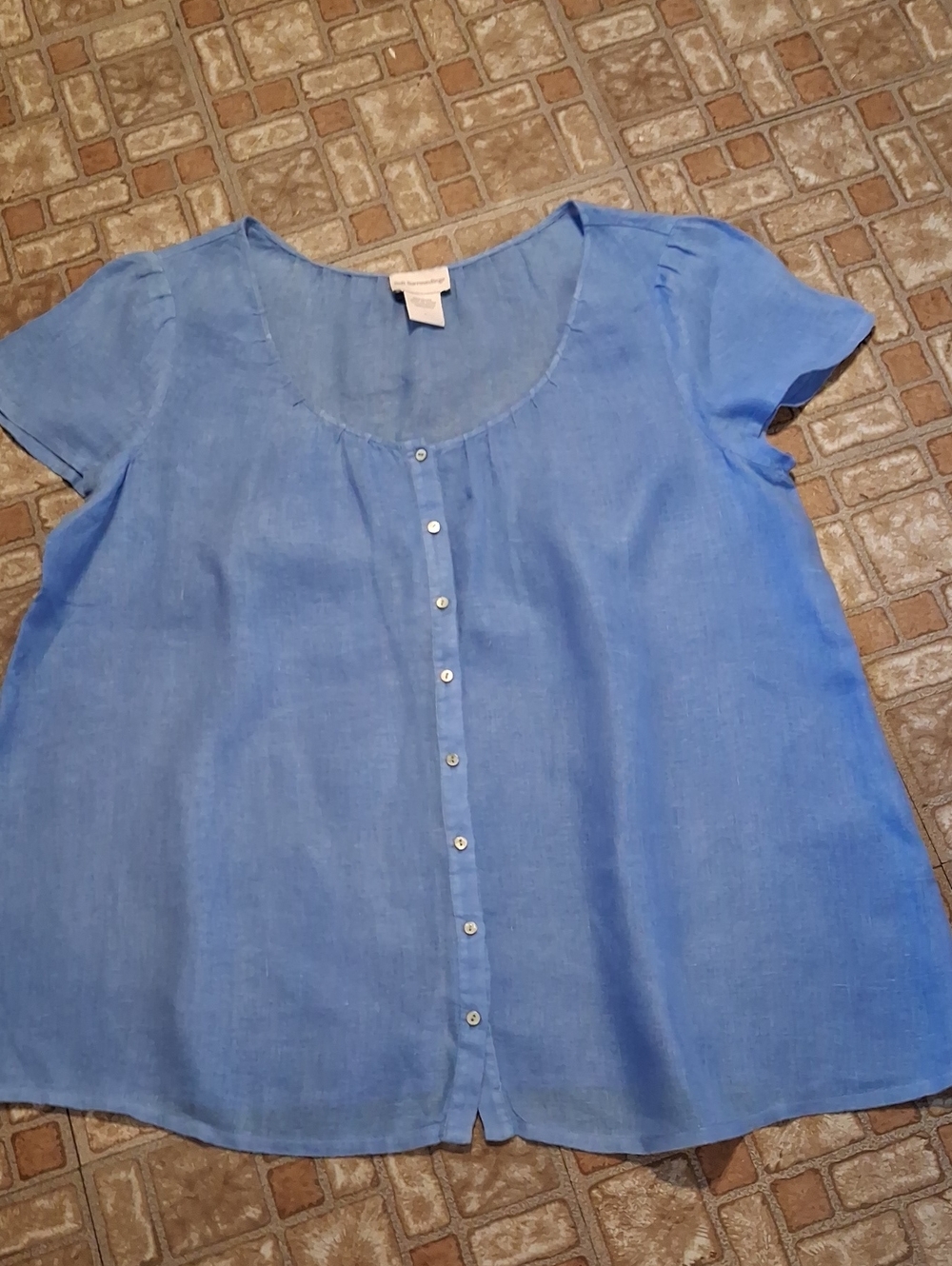 Soft Surroundings Sky Blue Linen Top Size Large